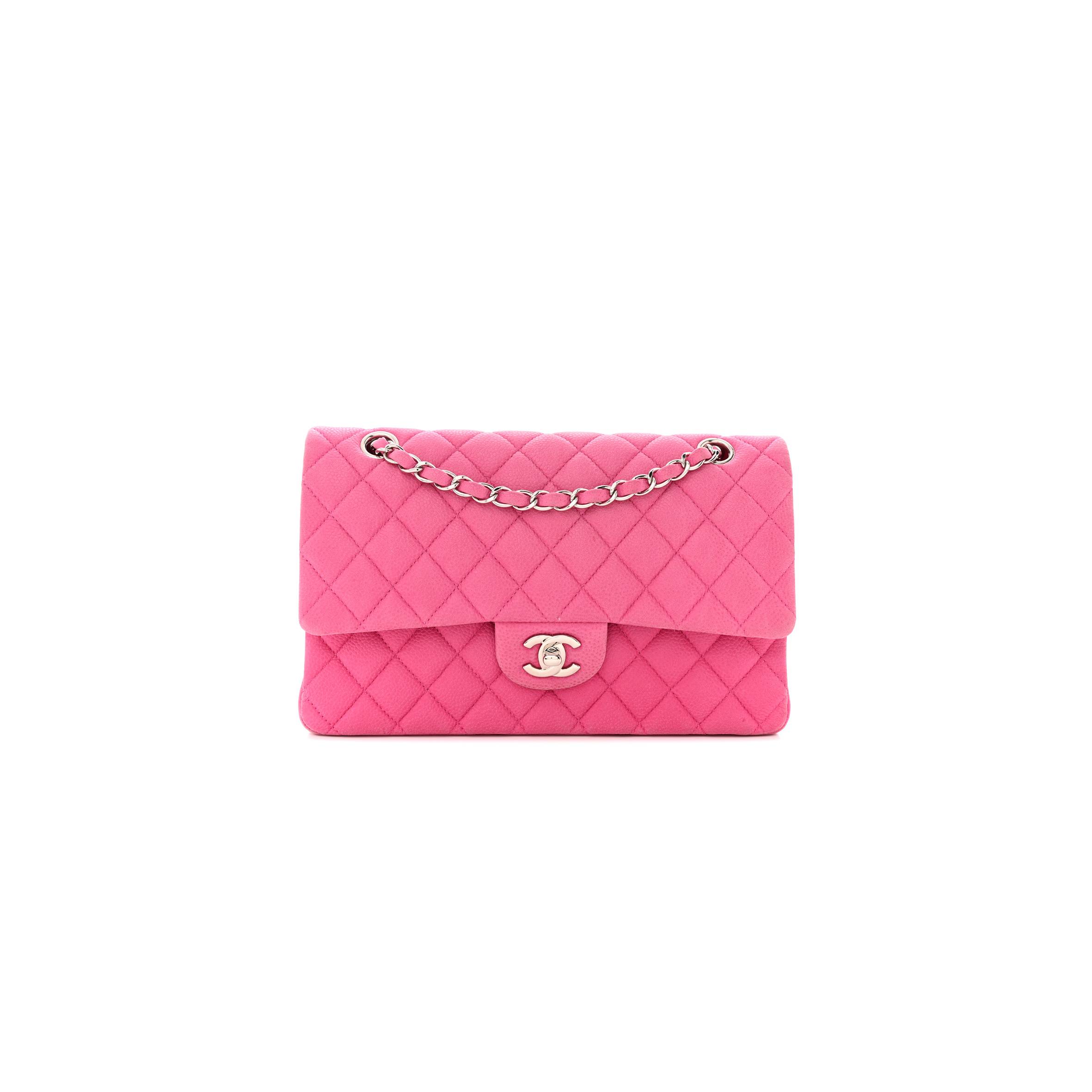 CHANEL IRIDESCENT CAVIAR QUILTED MEDIUM DOUBLE FLAP LIGHT GOLD PINK (25*15*6cm)